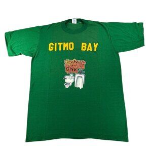 Vintage Gitmo Bay Green Graphic T-Shirt Soffe Athletic L Adult Single Stitch